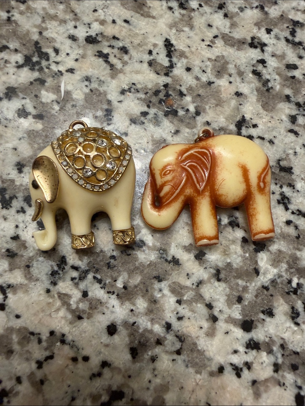 Ivory Elephant Pendant Set with Gold Accents